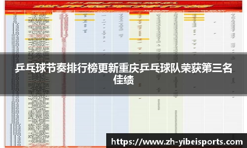 乒乓球节奏排行榜更新重庆乒乓球队荣获第三名佳绩